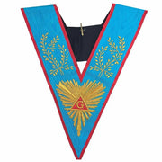 Worshipful Master Memphis Misraim Collar – Sky Blue Moire with Pink Edges