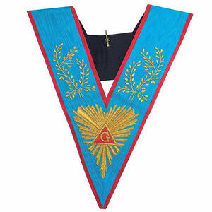Riaz Impex Masonic Collars Worshipful Master Memphis Misraim Collar – Sky Blue Moire with Pink Edges
