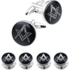 Masonic Cufflinks & Shirt Studs – Black Round Faces