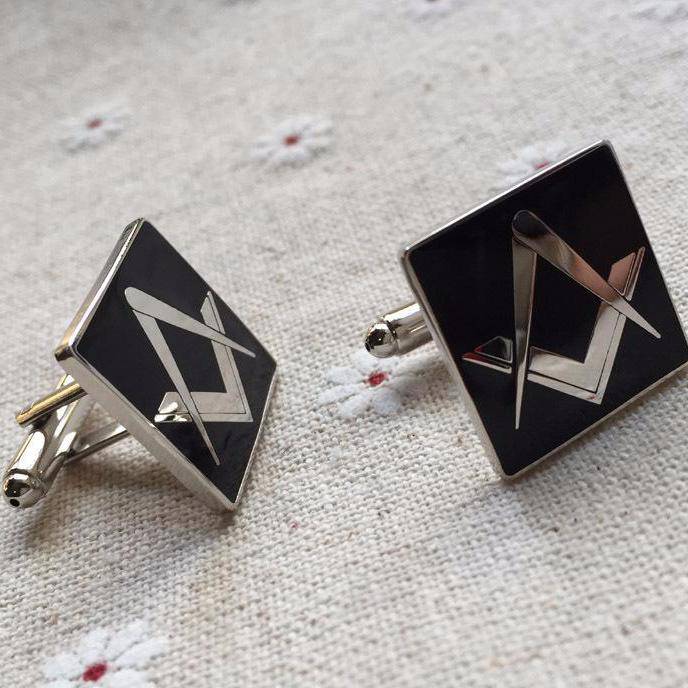 Riaz Impex Masonic Cufflinks & Studs Masonic Square Cufflinks – Black & Silver