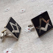 Masonic Square Cufflinks – Black & Silver