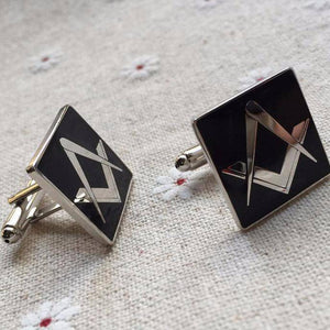 Riaz Impex Masonic Cufflinks & Studs Masonic Square Cufflinks – Black & Silver