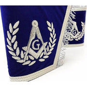 Master Mason Blue Lodge Cuff – Dark Blue & Silver Hand Embroidery with Fringe
