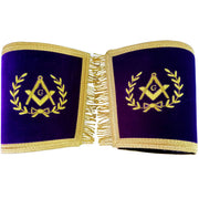 Master Mason Blue Lodge Cuff – Dark Blue with Gold Bullion Embroidery with Fringe