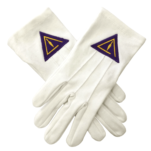 Riaz Impex Masonic Gloves Council Gloves – White Cotton with Royal & Select Emblem