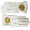 Grand Master Blue Lodge Gloves – White Leather with Gold Hand Embroidered Emblem