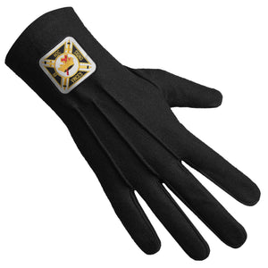 Riaz Impex Masonic Gloves Knights Templar Gloves – Black Cotton With Square Patch