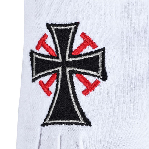 Riaz Impex Masonic Gloves Knights Templar Gloves – Cotton With Black Cross