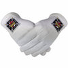 Knights Templar Gloves – White Cotton Machine Embroidered Emblem