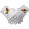 Knights Templar Gloves – White Cotton Machine Embroidered Logo