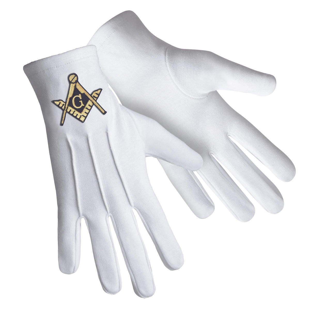 Riaz Impex Masonic Gloves Master Mason Blue Lodge Gloves – Square & Compass G White Cotton