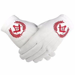 Riaz Impex Masonic Gloves Master Mason Blue Lodge Gloves – White Cotton Machine Embroidery