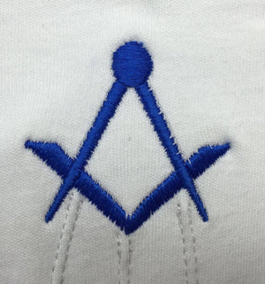 Riaz Impex Masonic Gloves Master Mason Blue Lodge Gloves – White Cotton with Royal Blue Thin Square & Compass