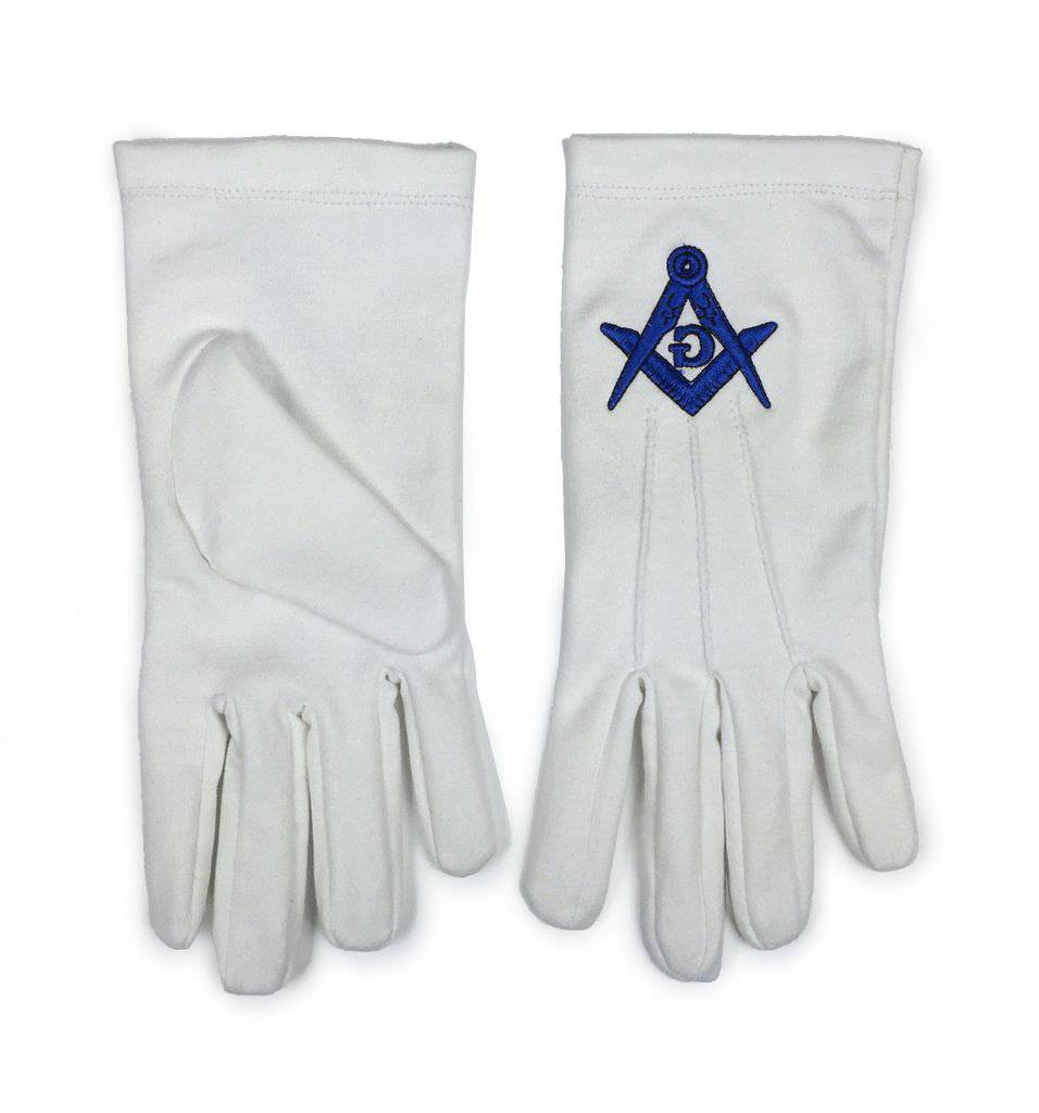 Riaz Impex Masonic Gloves Master Mason Cotton Gloves – Royal Blue Embroidery