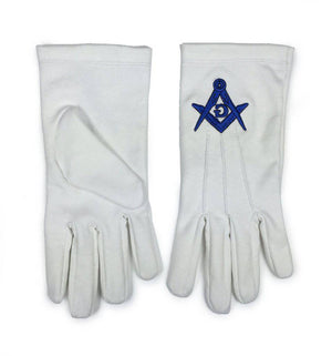 Riaz Impex Masonic Gloves Master Mason Cotton Gloves – Royal Blue Embroidery