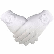 Master Mason Cotton Gloves – White Embroidered Emblem