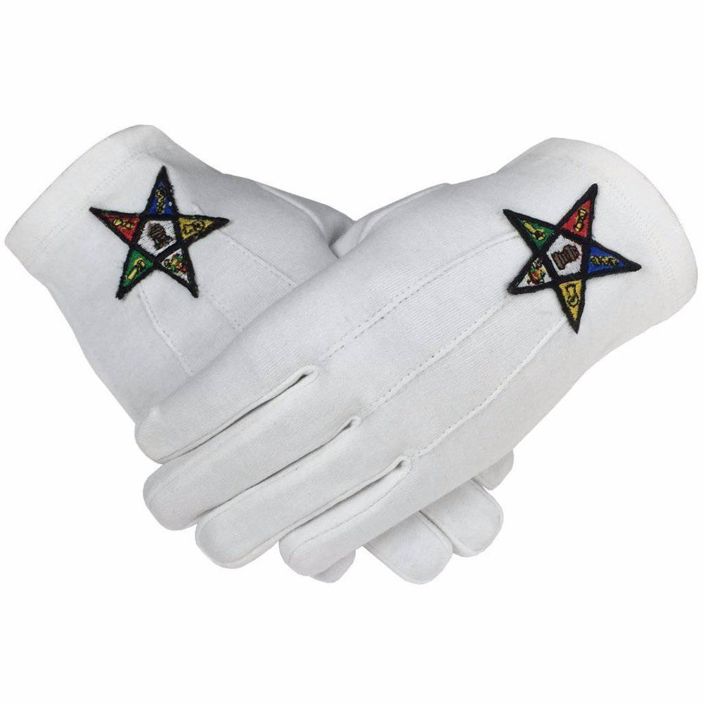 Riaz Impex Masonic Gloves OES Gloves – White Cotton Machine Embroidered Emblem