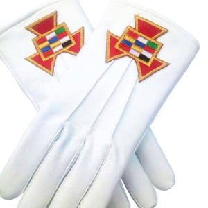 Riaz Impex Masonic Gloves Past High Priest Royal Arch Chapter Gloves – White Leather Machine Embroidered Emblem