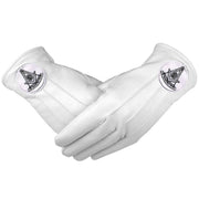 Past Master White Leather Gloves – Black Embroidery
