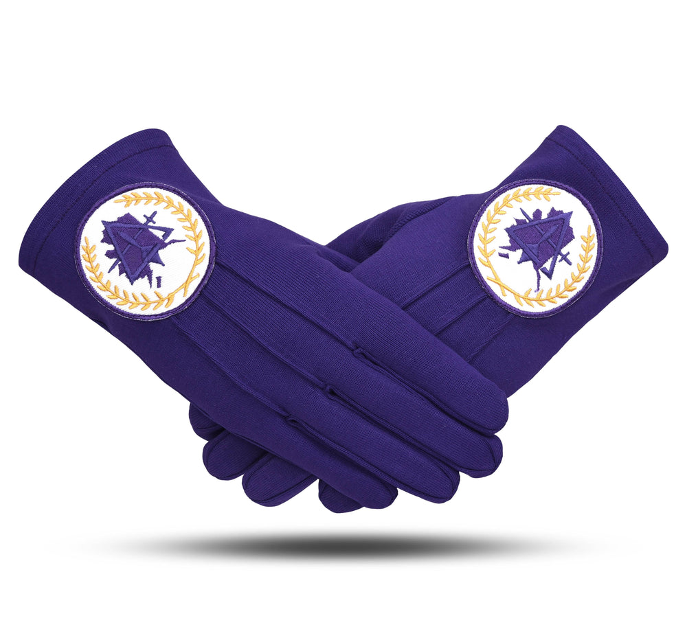 Riaz Impex Masonic Gloves S Council Gloves – Pure Cotton Purple Color With Alaska Map