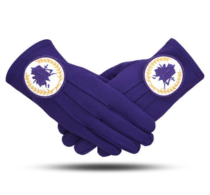 Riaz Impex Masonic Gloves S Council Gloves – Pure Cotton Purple Color With Alaska Map