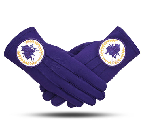 Riaz Impex Masonic Gloves S Council Gloves – Pure Cotton Purple Color With Alaska Map