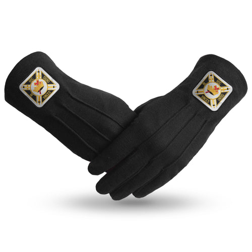 Riaz Impex Masonic Gloves S Knights Templar Gloves – Black Cotton With Square Patch
