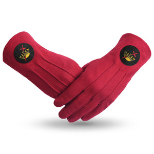 Riaz Impex Masonic Gloves S Knights Templar Gloves – Red Cotton With Black Patch