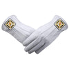 Knights Templar Gloves – White Leather With Square Patch