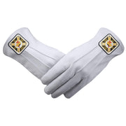 Knights Templar Gloves – White Leather With Square Patch