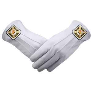 Riaz Impex Masonic Gloves S Knights Templar Gloves – White Leather With Square Patch