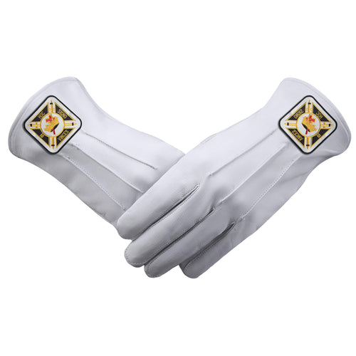 Riaz Impex Masonic Gloves S Knights Templar Gloves – White Leather With Square Patch