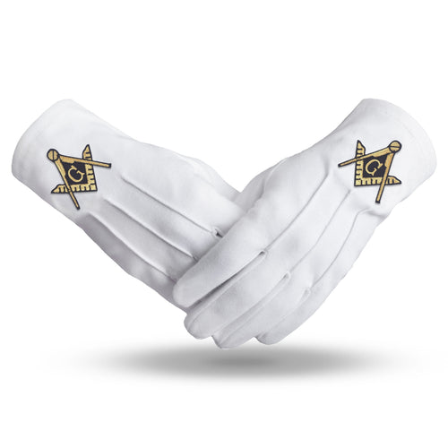 Riaz Impex Masonic Gloves S Master Mason Blue Lodge Gloves – Square & Compass G White Cotton