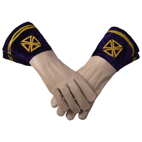 Riaz Impex Masonic Gloves S Past Grand Commander English Knights Templar Gauntlet – Leather & Purple Velvet
