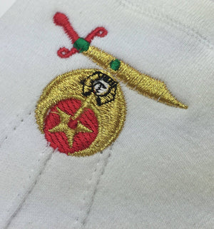 Riaz Impex Masonic Gloves Shriners Gloves – White Cotton Machine Embroidered Emblem