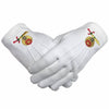 Shriners Gloves – White Cotton Machine Embroidered Emblem