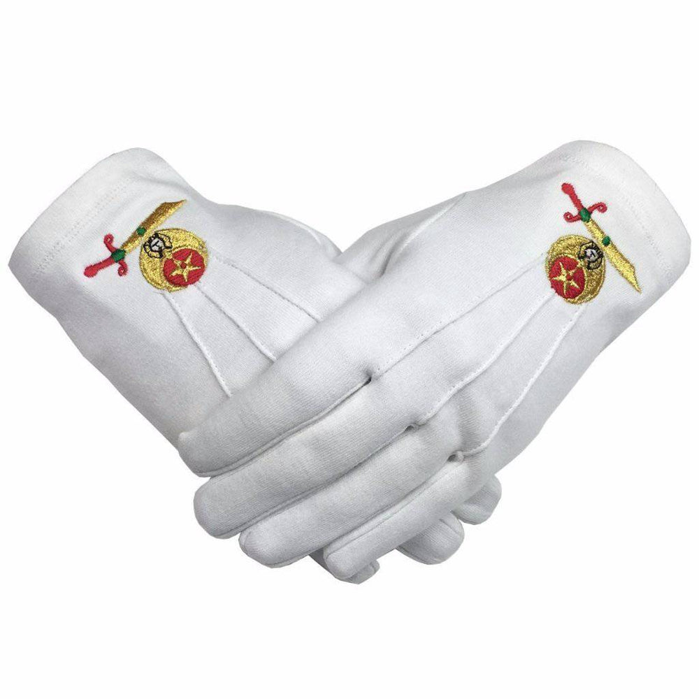 Riaz Impex Masonic Gloves Shriners Gloves – White Cotton Machine Embroidered Emblem