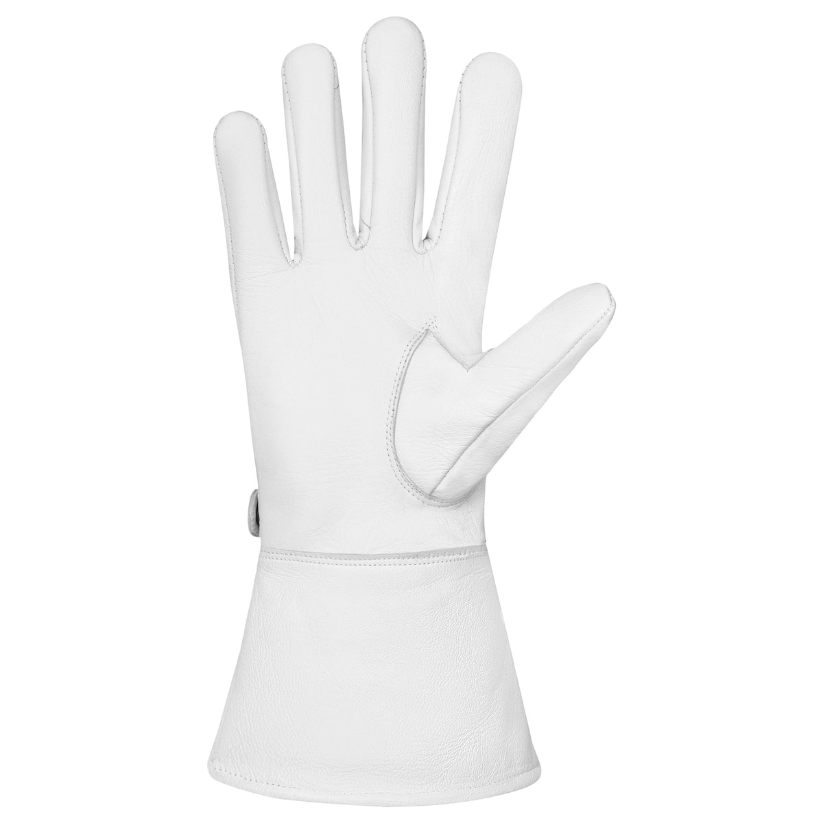 Riaz Impex Masonic Gloves St. Thomas of Acon Gauntlet – White Leather with Wrist Strap