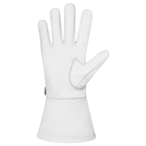 Riaz Impex Masonic Gloves St. Thomas of Acon Gauntlet – White Leather with Wrist Strap