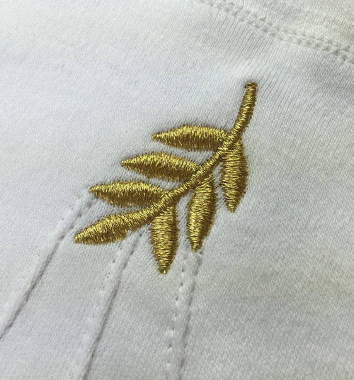 Riaz Impex Masonic Gloves Universal Gloves – White Cotton with Golden Acacia Leaf