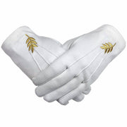 Universal Gloves – White Cotton with Golden Acacia Leaf