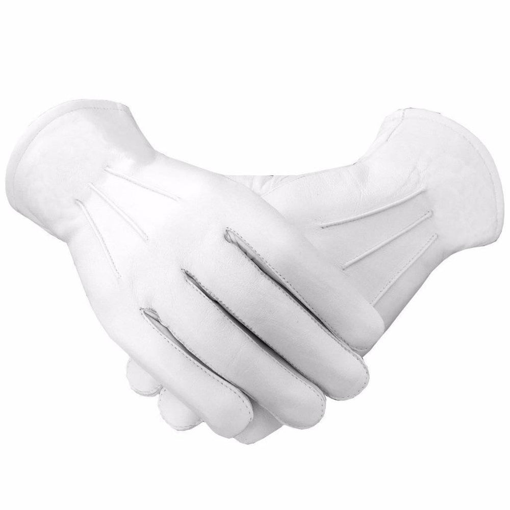 Riaz Impex Masonic Gloves White Soft Leather Regalia Gloves