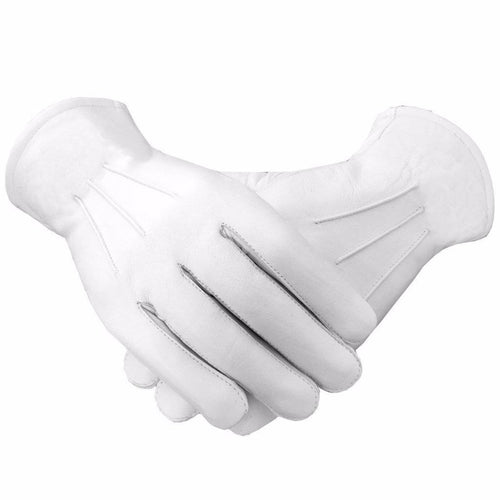 Riaz Impex Masonic Gloves White Soft Leather Regalia Gloves