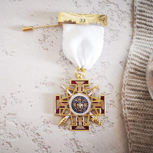 Riaz Impex Masonic Jewels 33rd Degree Scottish Rite Breast Jewel – Golden