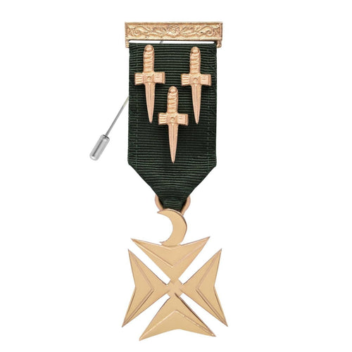 Riaz Impex Masonic Jewels Knights Of Constantinople Breast Jewel – Gold Plated With Green Ribbon