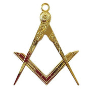 Master Mason Blue Lodge Collar Jewel – Square & Compass Gold Metal