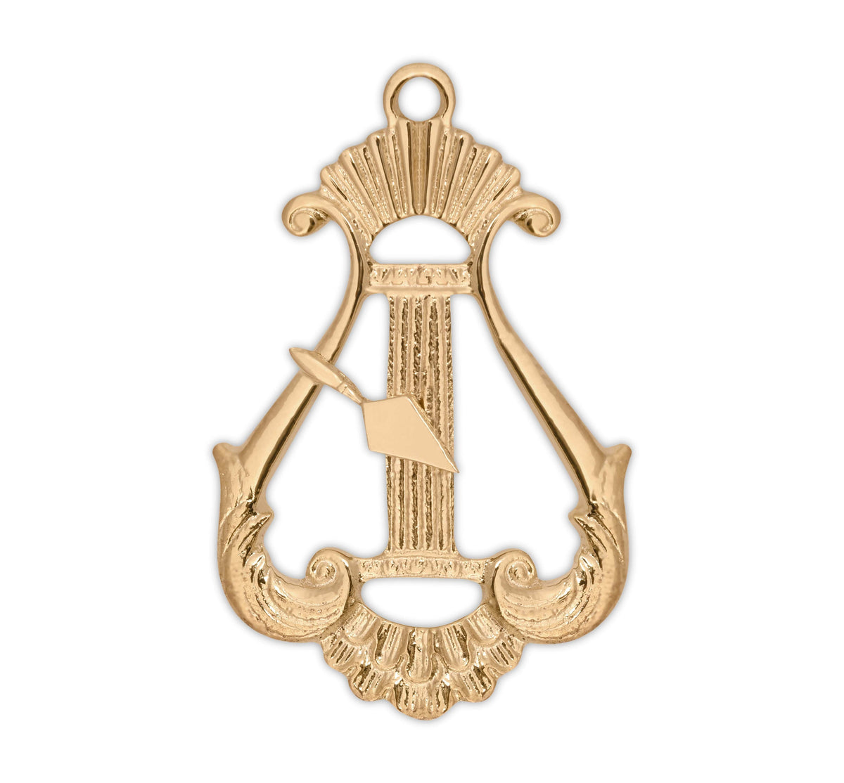 Riaz Impex Masonic Jewels Organist Royal & Select Masters Officer Collar Jewel – Gold Plated Lyre