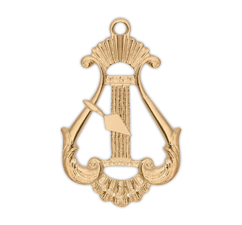 Riaz Impex Masonic Jewels Organist Royal & Select Masters Officer Collar Jewel – Gold Plated Lyre