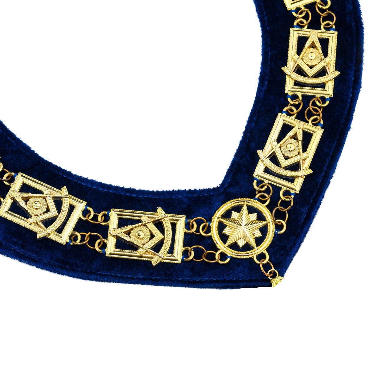 Riaz Impex Masonic Jewels Past Master Blue Lodge Chain Collar – Blue Backing with Gold Jewels