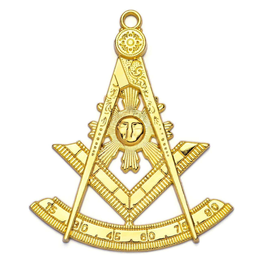 Riaz Impex Masonic Jewels Past Master Blue Lodge Collar Jewel – Quadrant & Square Gold Metal